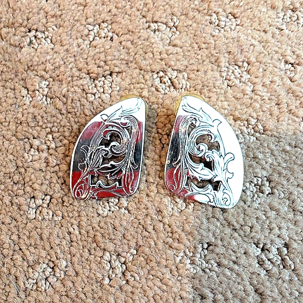 Silver Plated Engraved Earrings